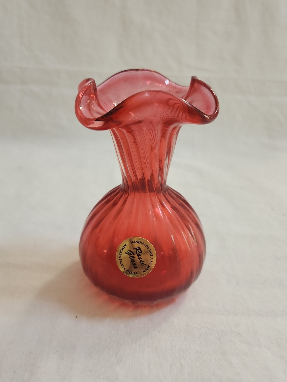 Rossi Glass Cranberry Art Glass Vase